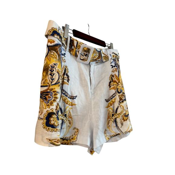 JOIE 100% Linen Multicolor Floral Dress Shorts With Matching Belt Large NWT - Picture 3 of 5